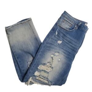 Risen Jeans Ombre Wash Straight Leg Jeans Heavily Distressed Size 11/30